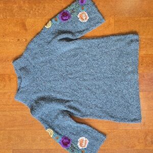 Anthropologie Sleeping on Snow Rosevine Embroidered Sweater (Size S)